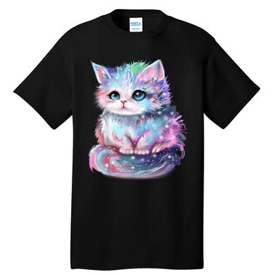 Pastel Cat Galaxy Cute Kitten Colorful Kitty Tall T-Shirt