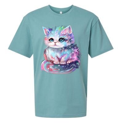 Pastel Cat Galaxy Cute Kitten Colorful Kitty Sueded Cloud Jersey T-Shirt