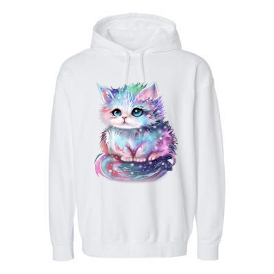 Pastel Cat Galaxy Cute Kitten Colorful Kitty Garment-Dyed Fleece Hoodie