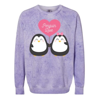 Penguin Couples Gift Wedding Anniversary Valentines Him Her Gift Colorblast Crewneck Sweatshirt