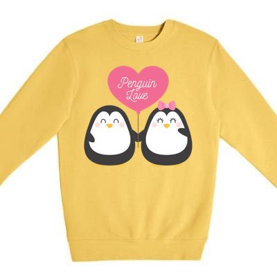 Penguin Couples Gift Wedding Anniversary Valentines Him Her Gift Premium Crewneck Sweatshirt