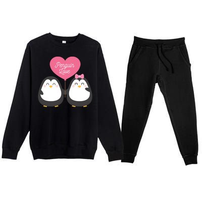 Penguin Couples Gift Wedding Anniversary Valentines Him Her Gift Premium Crewneck Sweatsuit Set