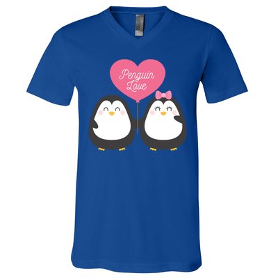 Penguin Couples Gift Wedding Anniversary Valentines Him Her Gift V-Neck T-Shirt