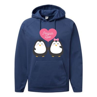 Penguin Couples Gift Wedding Anniversary Valentines Him Her Gift Performance Fleece Hoodie