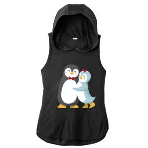 Penguin Couples Gift Wedding Anniversary Valentines Him Her Funny Gift Ladies PosiCharge Tri-Blend Wicking Draft Hoodie Tank