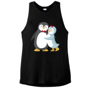 Penguin Couples Gift Wedding Anniversary Valentines Him Her Funny Gift Ladies PosiCharge Tri-Blend Wicking Tank