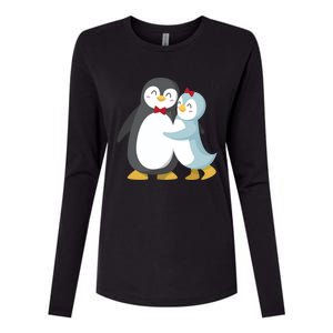 Penguin Couples Gift Wedding Anniversary Valentines Him Her Funny Gift Womens Cotton Relaxed Long Sleeve T-Shirt