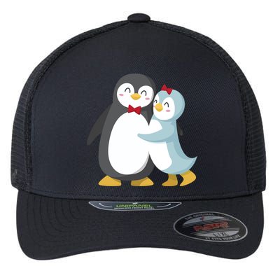 Penguin Couples Gift Wedding Anniversary Valentines Him Her Funny Gift Flexfit Unipanel Trucker Cap