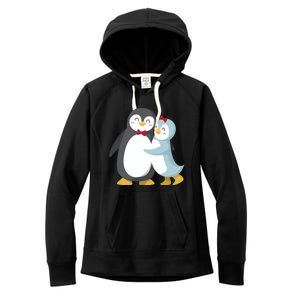 Penguin Couples Gift Wedding Anniversary Valentines Him Her Funny Gift Women's Fleece Hoodie