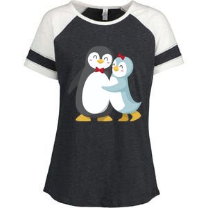 Penguin Couples Gift Wedding Anniversary Valentines Him Her Funny Gift Enza Ladies Jersey Colorblock Tee