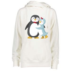 Penguin Couples Gift Wedding Anniversary Valentines Him Her Funny Gift Womens Funnel Neck Pullover Hood