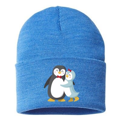 Penguin Couples Gift Wedding Anniversary Valentines Him Her Funny Gift Sustainable Knit Beanie