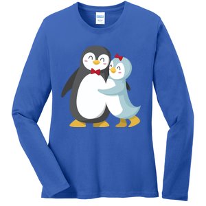 Penguin Couples Gift Wedding Anniversary Valentines Him Her Funny Gift Ladies Long Sleeve Shirt