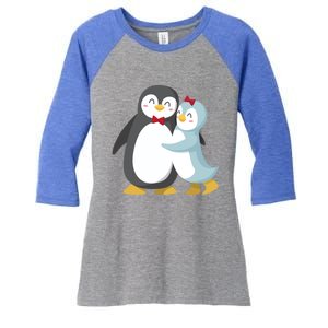 Penguin Couples Gift Wedding Anniversary Valentines Him Her Funny Gift Women's Tri-Blend 3/4-Sleeve Raglan Shirt