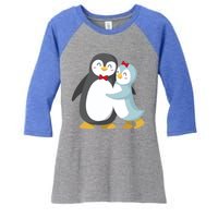 Penguin Couples Gift Wedding Anniversary Valentines Him Her Funny Gift Women's Tri-Blend 3/4-Sleeve Raglan Shirt