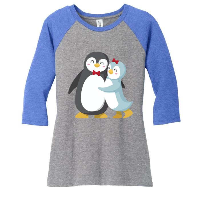 Penguin Couples Gift Wedding Anniversary Valentines Him Her Funny Gift Women's Tri-Blend 3/4-Sleeve Raglan Shirt