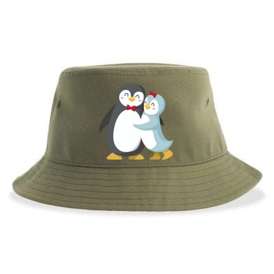 Penguin Couples Gift Wedding Anniversary Valentines Him Her Funny Gift Sustainable Bucket Hat