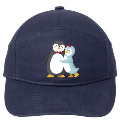 Penguin Couples Gift Wedding Anniversary Valentines Him Her Funny Gift 7-Panel Snapback Hat