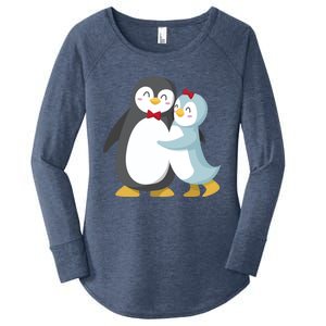 Penguin Couples Gift Wedding Anniversary Valentines Him Her Funny Gift Women's Perfect Tri Tunic Long Sleeve Shirt