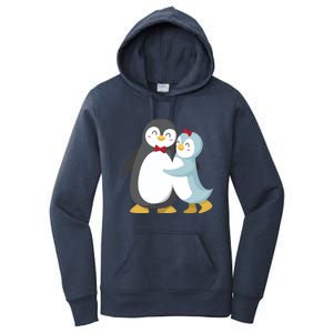 Penguin Couples Gift Wedding Anniversary Valentines Him Her Funny Gift Women's Pullover Hoodie