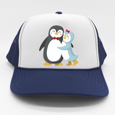 Penguin Couples Gift Wedding Anniversary Valentines Him Her Funny Gift Trucker Hat