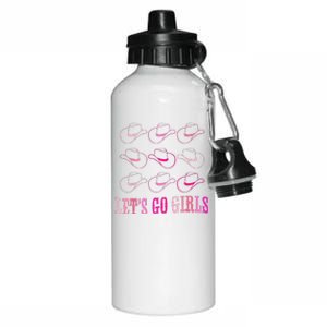 Pink Cow Hat Boots Funny Lets Go  Aluminum Water Bottle