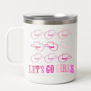 Pink Cow Hat Boots Funny Lets Go  12 oz Stainless Steel Tumbler Cup