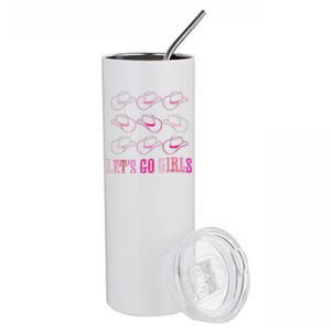 Pink Cow Hat Boots Funny Lets Go  Stainless Steel Tumbler