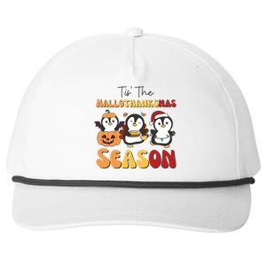 Penguin Christmas Halloween Tis The Hallothanksmas Season Great Gift Snapback Five-Panel Rope Hat