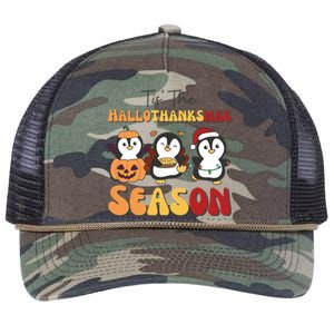 Penguin Christmas Halloween Tis The Hallothanksmas Season Great Gift Retro Rope Trucker Hat Cap