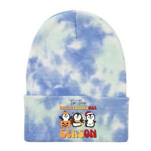 Penguin Christmas Halloween Tis The Hallothanksmas Season Great Gift Tie Dye 12in Knit Beanie