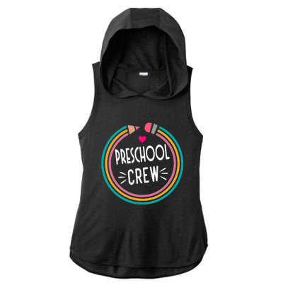 Preschool Crew Happy First Day of School Teacher Ladies PosiCharge Tri-Blend Wicking Draft Hoodie Tank