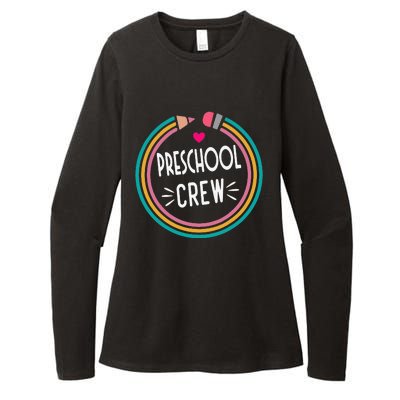 Preschool Crew Happy First Day of School Teacher Womens CVC Long Sleeve Shirt