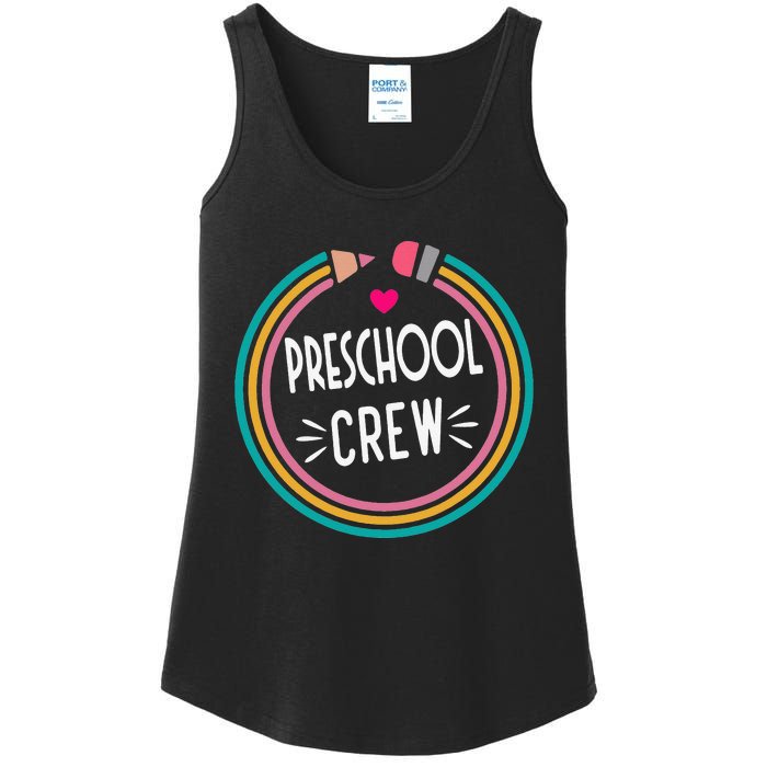 Preschool Crew Happy First Day of School Teacher Ladies Essential Tank