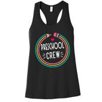 Preschool Crew Happy First Day of School Teacher Women's Racerback Tank