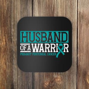 Peritoneal Cancer Husband Warrior PCC Awareness Teal Ribbon Coaster