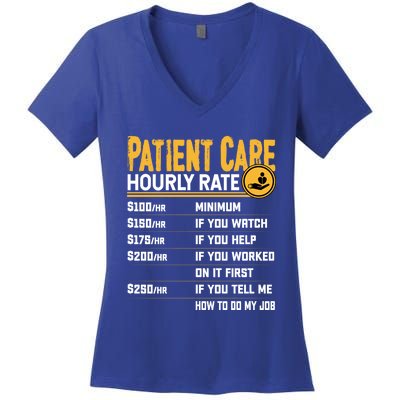 Patient Care Hourly Rate Funny Nursing Nurse Patient Care Great Gift Women's V-Neck T-Shirt