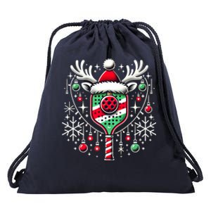 Pickleball Christmas Holiday Reindeer Xmas Pickleball Player Great Gift Drawstring Bag