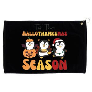 Penguin Christmas Halloween Tis The Hallothanksmas Season Gift Grommeted Golf Towel