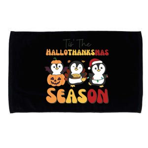 Penguin Christmas Halloween Tis The Hallothanksmas Season Gift Microfiber Hand Towel