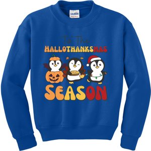 Penguin Christmas Halloween Tis The Hallothanksmas Season Gift Kids Sweatshirt