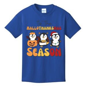 Penguin Christmas Halloween Tis The Hallothanksmas Season Gift Kids T-Shirt