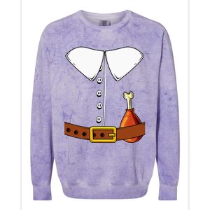 Pilgrim Costume Hat And Thanksgiving Turkey Day Graphic Colorblast Crewneck Sweatshirt