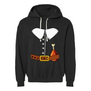 Pilgrim Costume Hat And Thanksgiving Turkey Day Graphic Garment-Dyed Fleece Hoodie