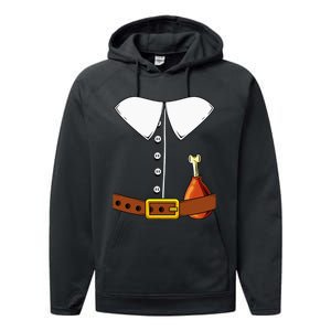 Pilgrim Costume Hat And Thanksgiving Turkey Day Graphic Performance Fleece Hoodie