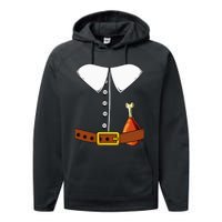 Pilgrim Costume Hat And Thanksgiving Turkey Day Graphic Performance Fleece Hoodie