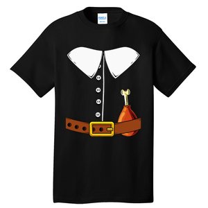 Pilgrim Costume Hat And Thanksgiving Turkey Day Graphic Tall T-Shirt