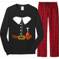 Pilgrim Costume Hat And Thanksgiving Turkey Day Graphic Long Sleeve Pajama Set