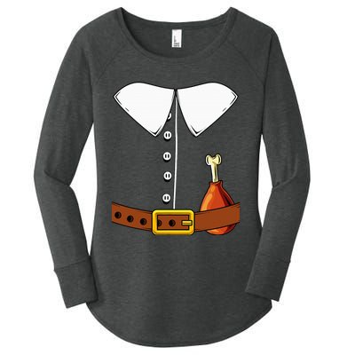 Pilgrim Costume Hat And Thanksgiving Turkey Day Graphic Women's Perfect Tri Tunic Long Sleeve Shirt