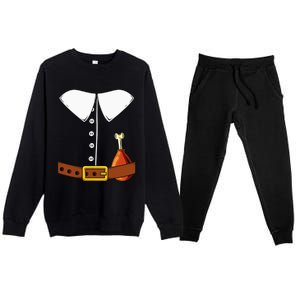 Pilgrim Costume Hat And Thanksgiving Turkey Day Graphic Premium Crewneck Sweatsuit Set